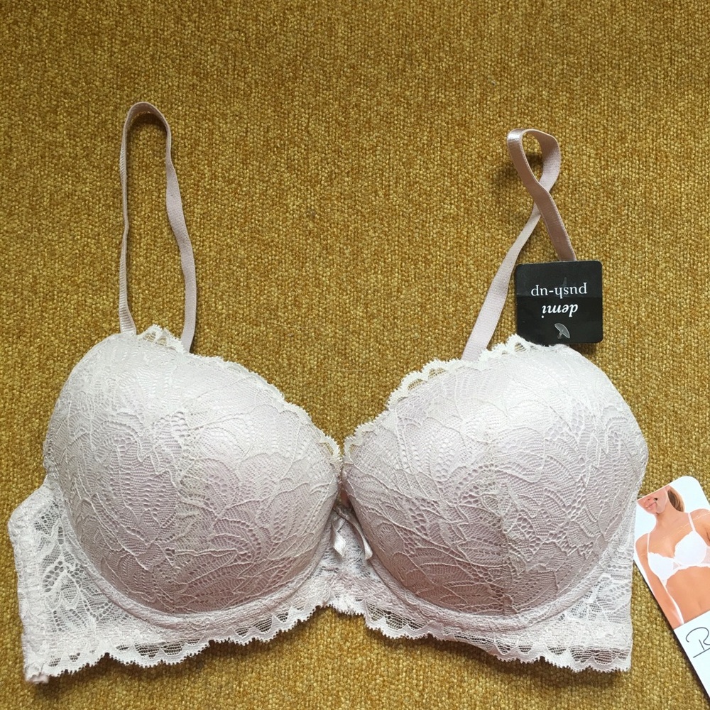 Rene Rofe Demi Push-Up Lace Bra in Cream NWT Size 34C